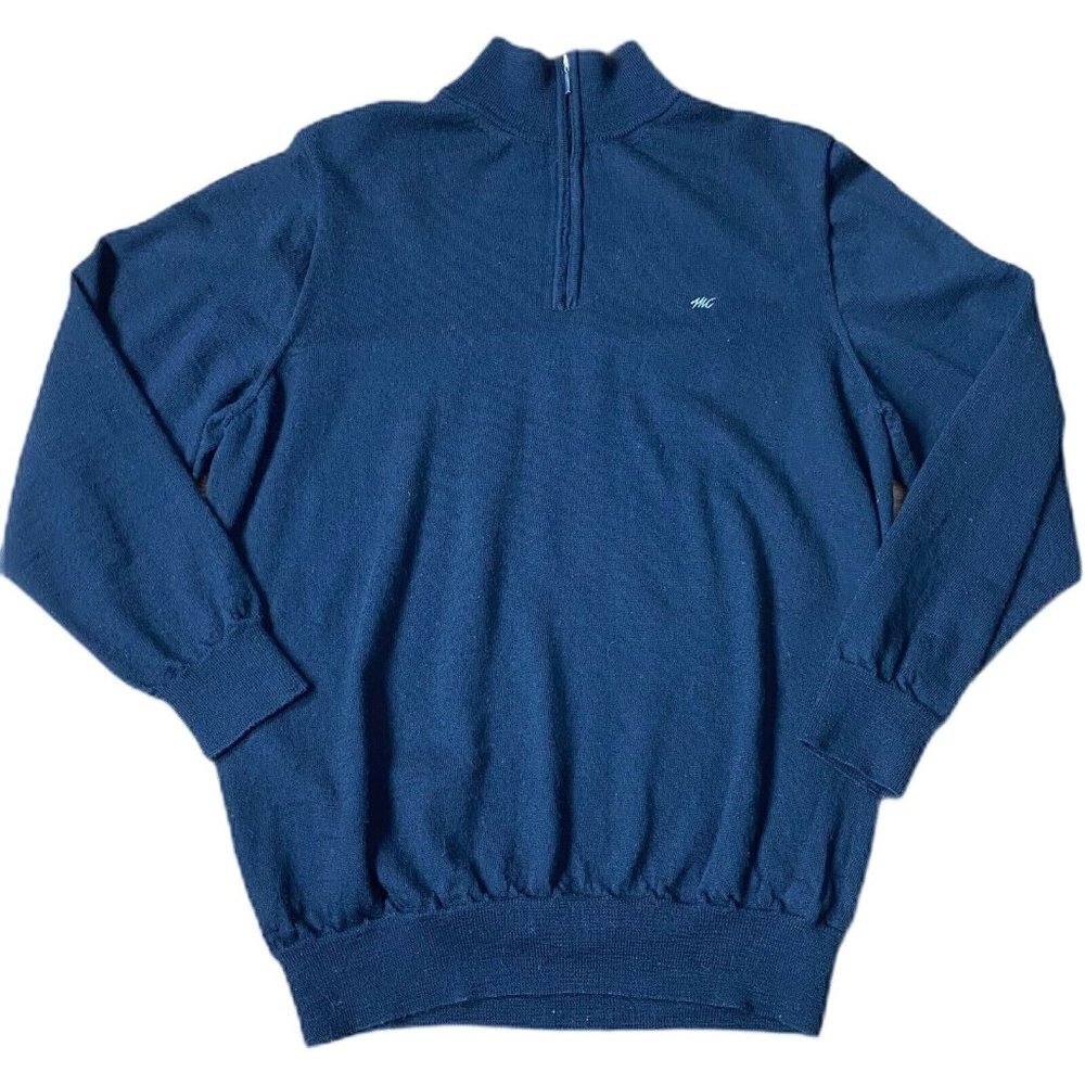 Monte Carlo Black 1/4 Zip Pullover Sweater Magna Wool Size 42